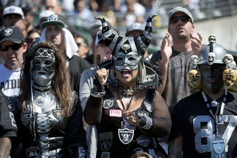 Raider fans - Dec 9, 2018 · The fan equity side of things feeds the "worst fans in the NFL argument," as the Raiders are second-to-last in the league in fan equity in 2018, just above the Los Angeles Rams. When it comes to Oakland Raiders fans, it appears their pockets are sealed tight. Road equity is the measure by which these fans excel.